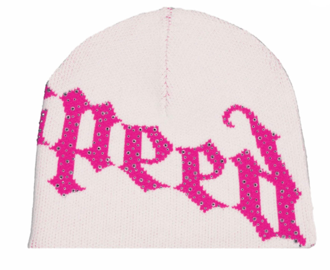 Godspeed OG Logo Studded Beanie Pink/White