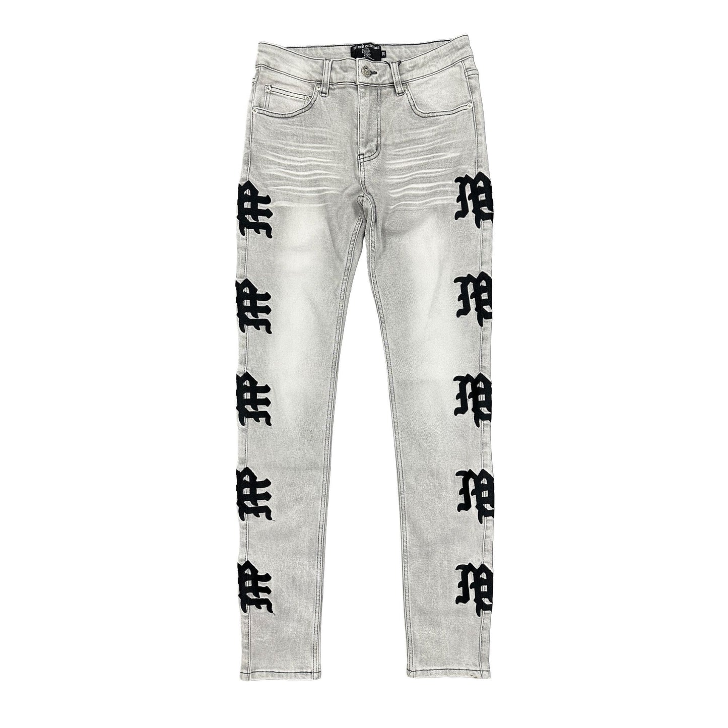 Mixed Emotion Monogram Denim Grey Wash