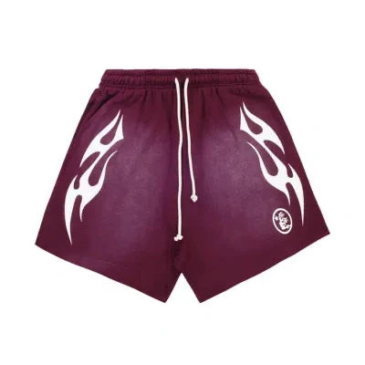 Hellstar Flame Shorts Maroon
