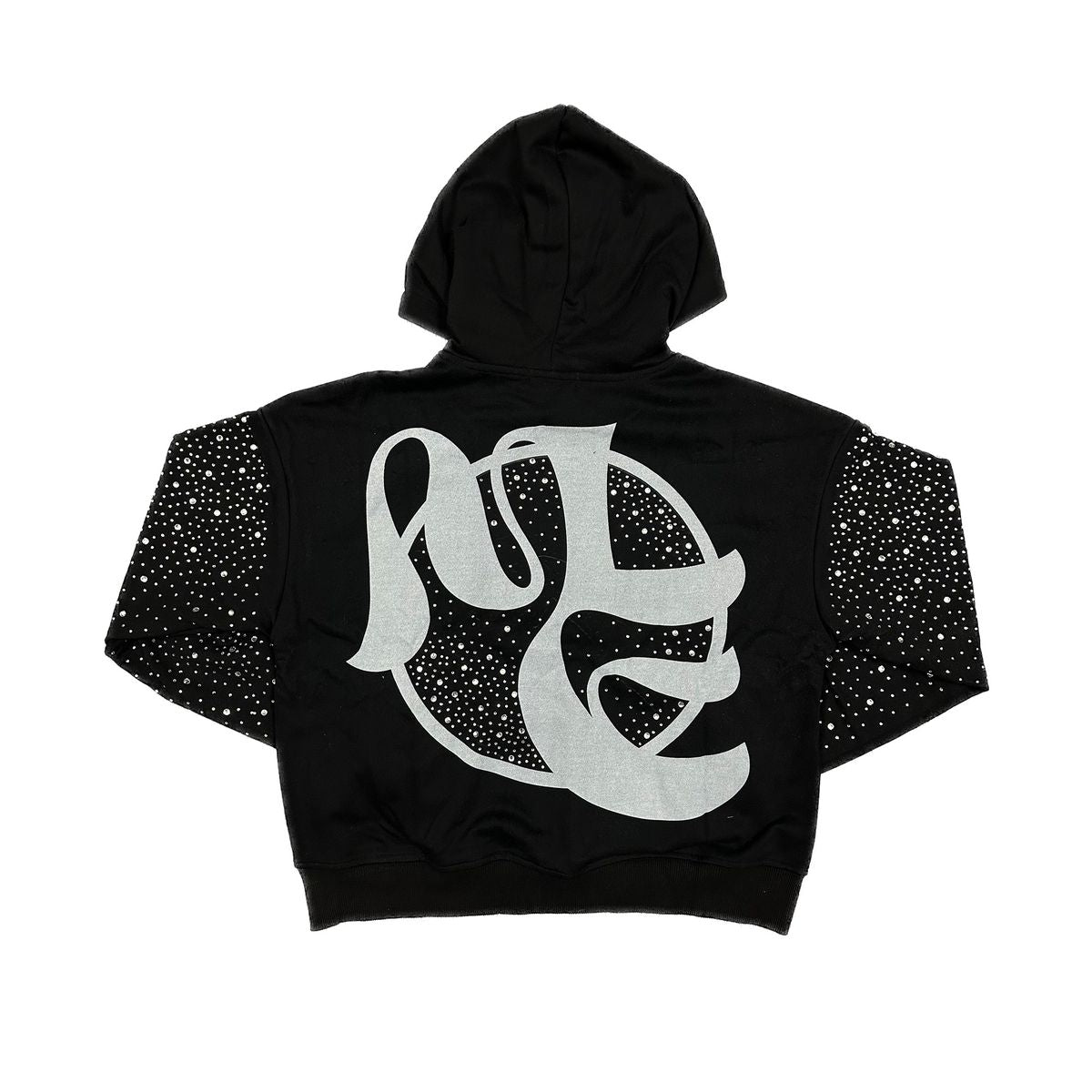 Mixed Emotion Fallen Angels Rhinestone Hoodie Black