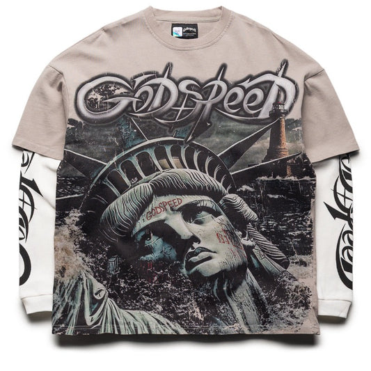 Godspeed Sunken Liberty 2 Layered T-Shirt Stone Grey