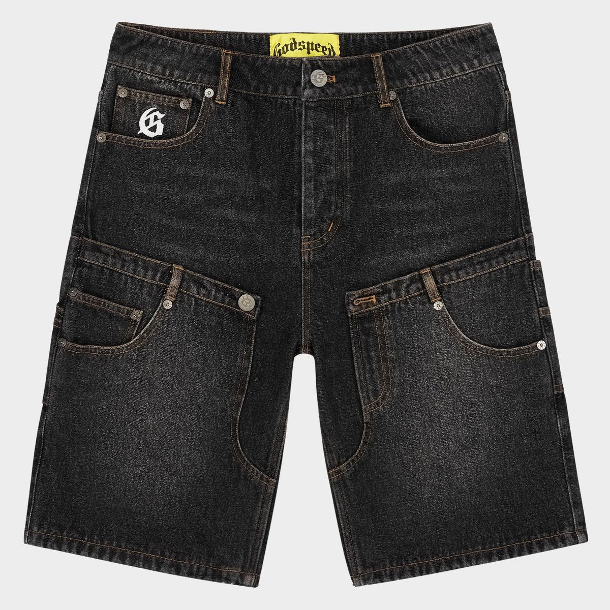 Godspeed Twin Panel Denim Shorts Black
