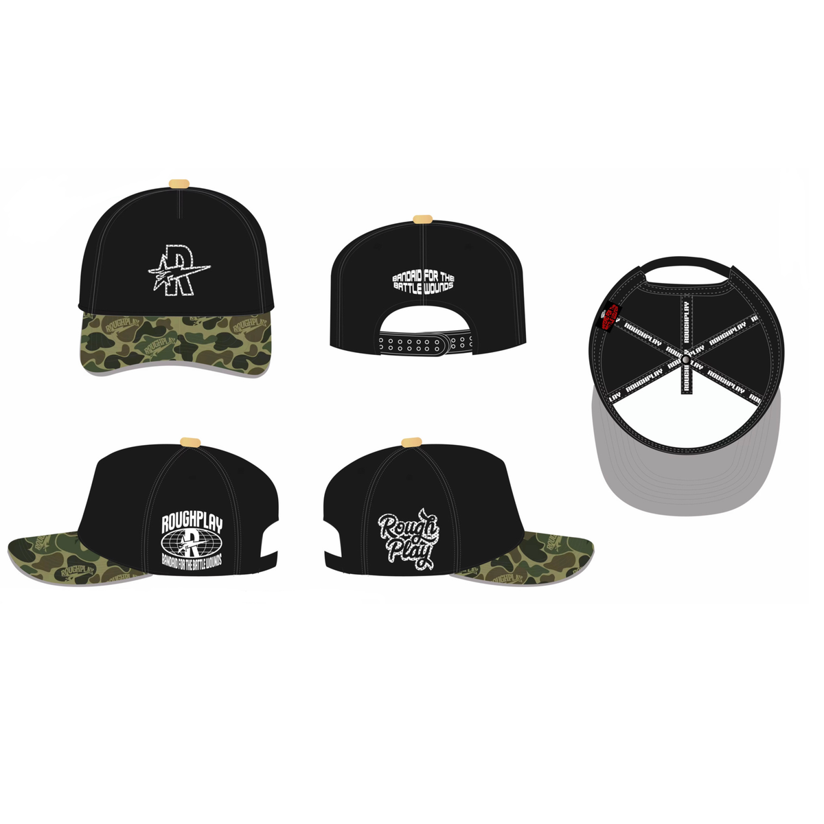 Roughplay Camo Snapback Black