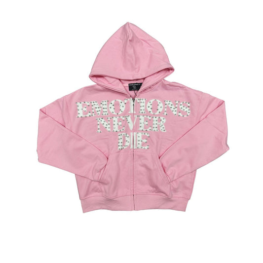 Mixed Emotion Pink End Rhinestone Hoodie