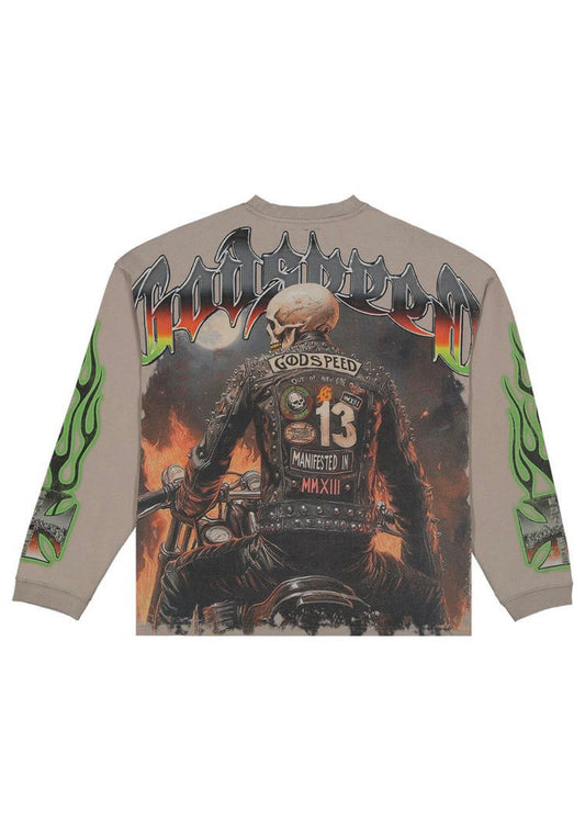 Godspeed Biker Nation L/S T-shirt Stone Grey