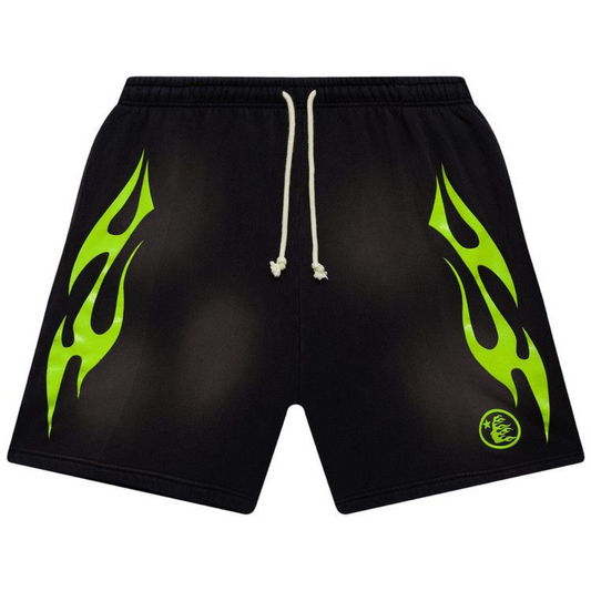 Hellstar Flame Shorts Black/Green