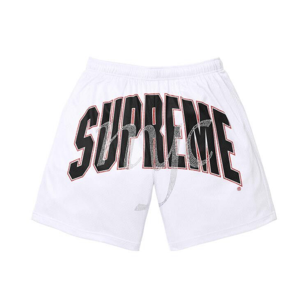 Supreme Rhinestone Mesh Short White
