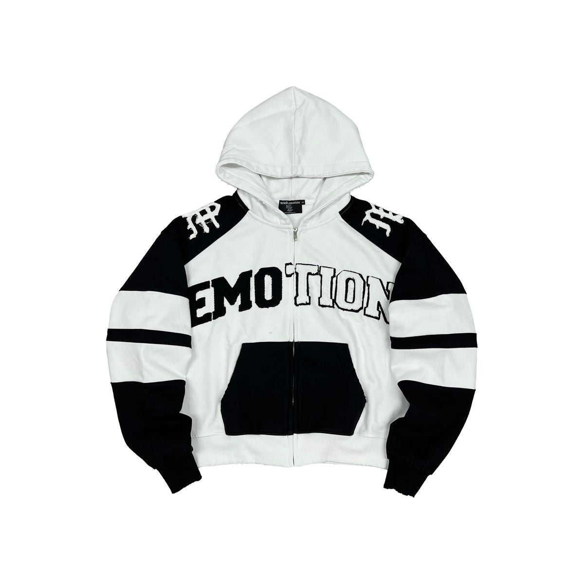 Mixed Emotion White Split Decision Hoodie