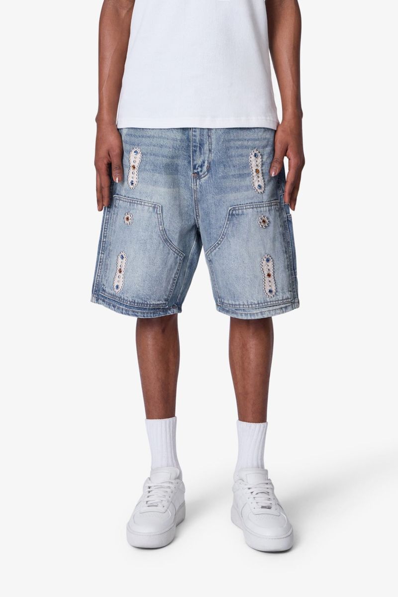 Western Jewel Denim Shorts - Blue