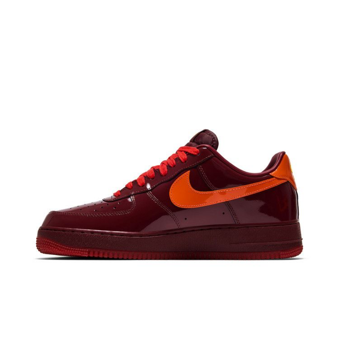 Nike Air Force 1 Low Patent Leather Dark Team Red Safety Orange