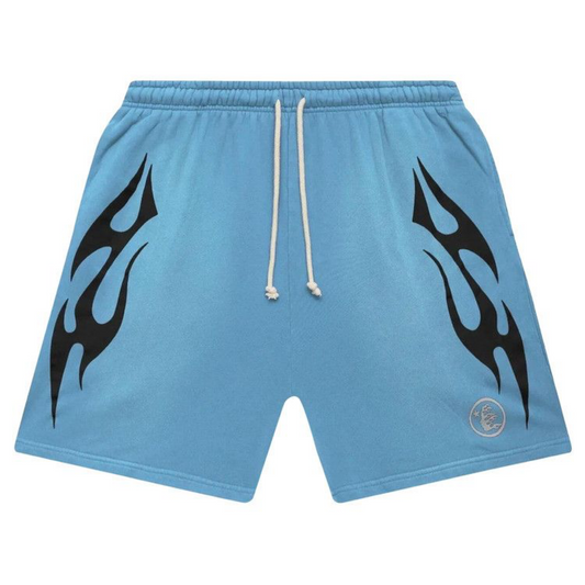 Hellstar Flame Shorts Baby Blue