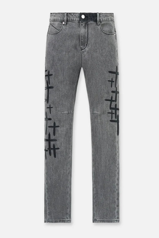 RtA Bryant Skinny Clouded Mist Cross Patch Jeans Clouded Mist