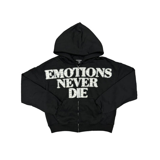 Mixed Emotion Black End Rhinestone Hoodie