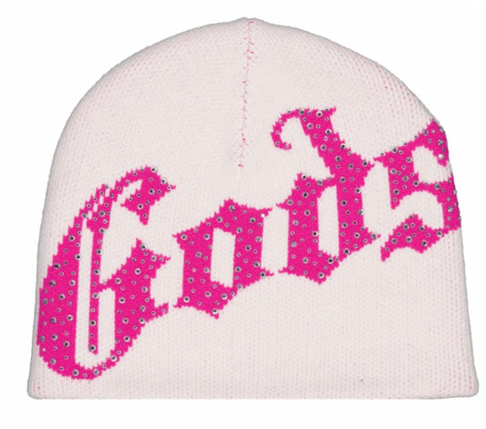 Godspeed OG Logo Studded Beanie Pink/White