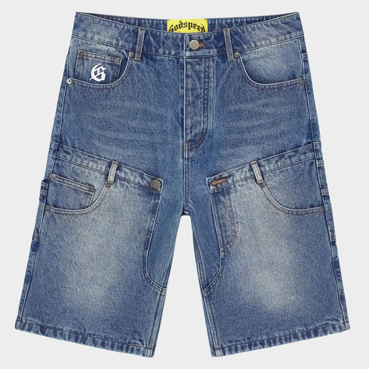 Godspeed Twin Panel Denim Shorts Blue