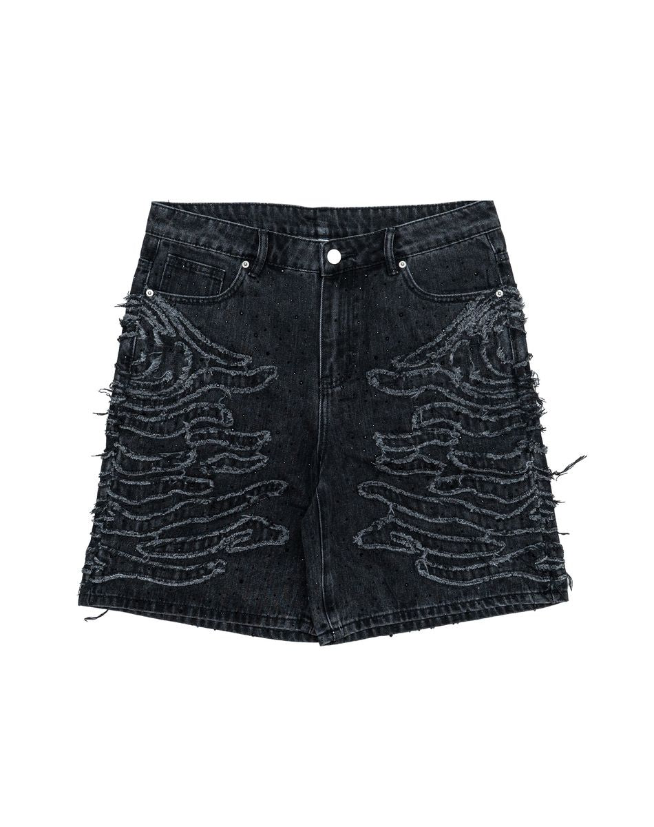 Free Refill Zebra Denim Shorts Black