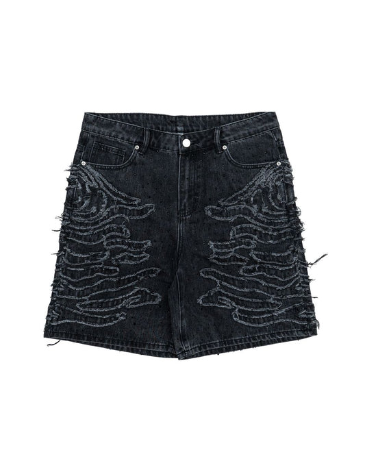 Free Refill Zebra Denim Shorts Black