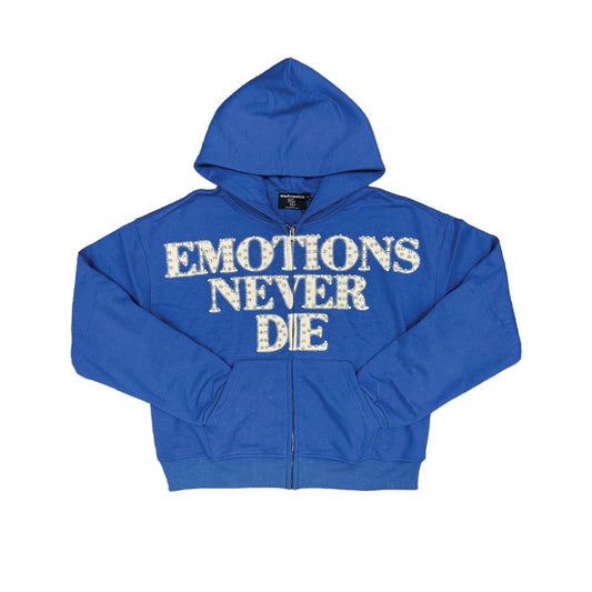 Mixed Emotion Blue End Rhinestone Hoodie
