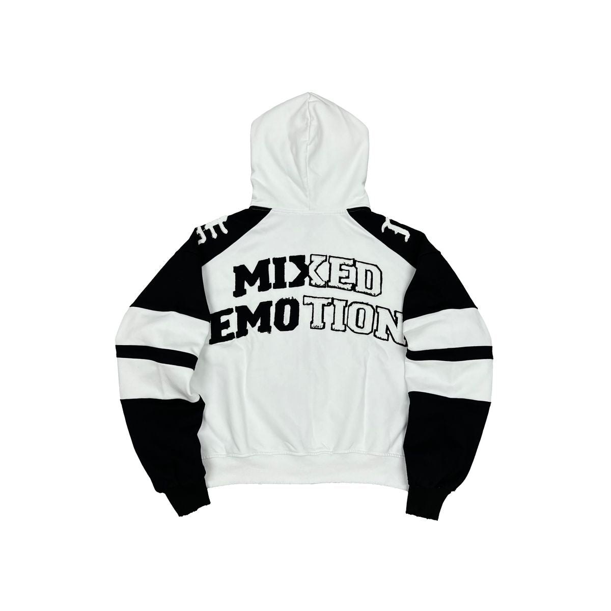 Mixed Emotion White Split Decision Hoodie