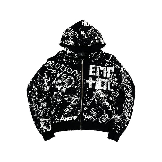 Mixed Emotion Black Graffiti Hoodie