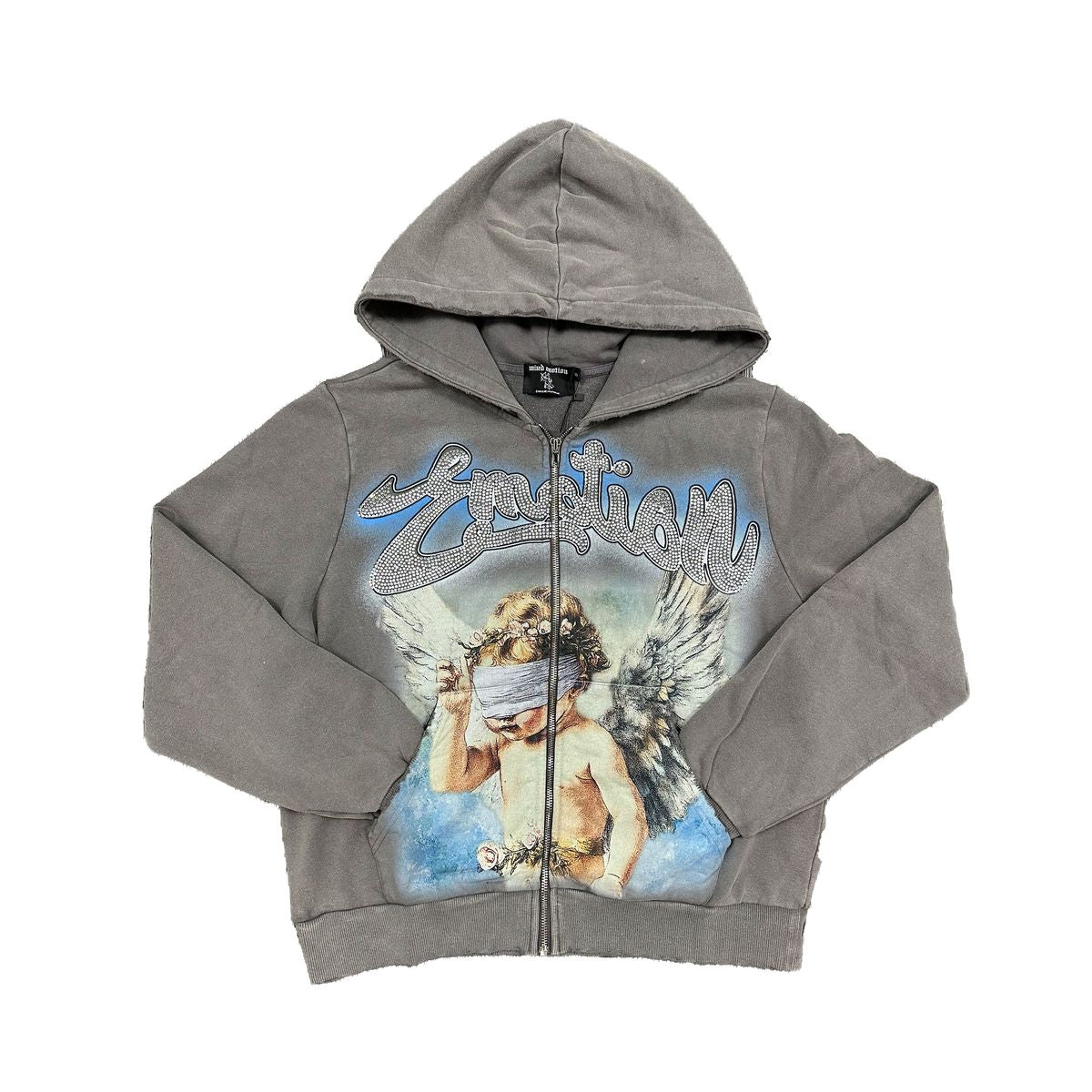 Mixed Emotion Grey Rhinestone Hoodie
