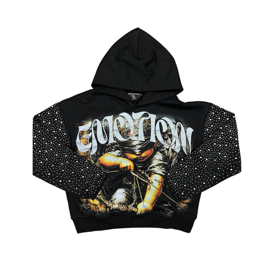 Mixed Emotion Archer Rhinestone Hoodie Black