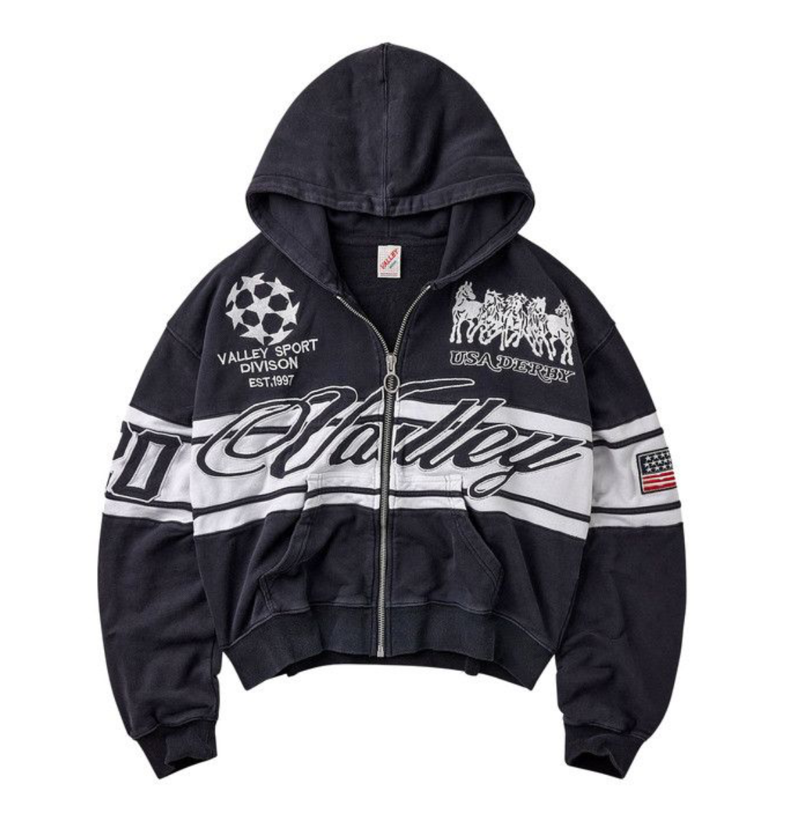 Vale Forever Black Cursive Zip Up Hoodie