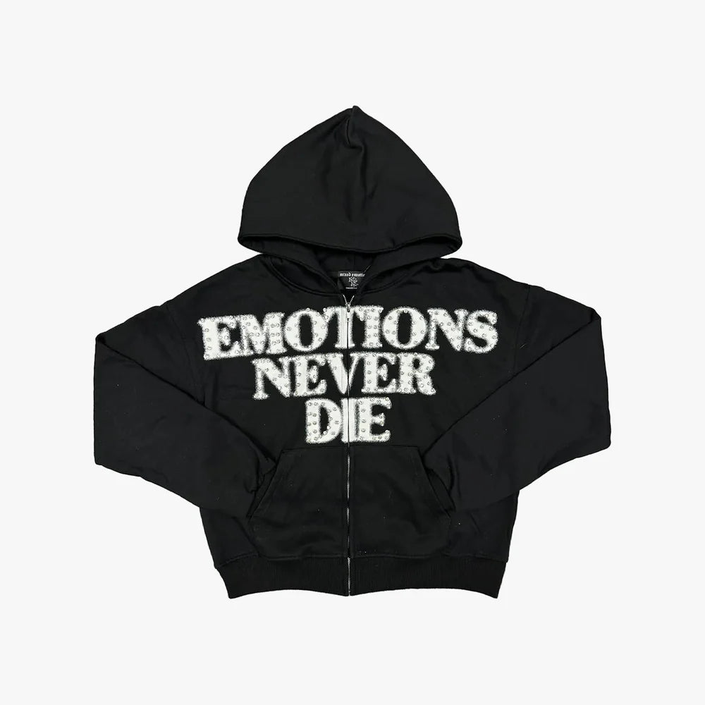Mixed Emotion Black End Rhinestone Hoodie