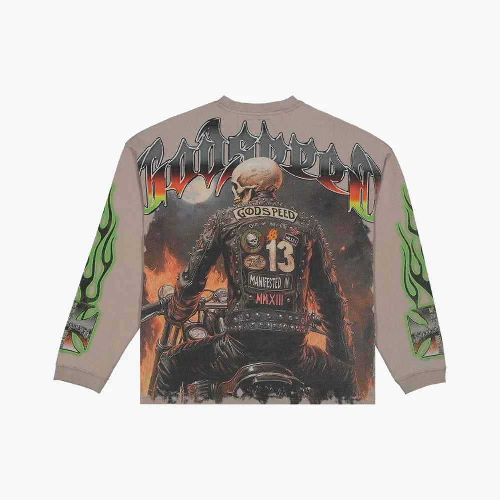 Godspeed Biker Nation L/S T-shirt Stone Grey
