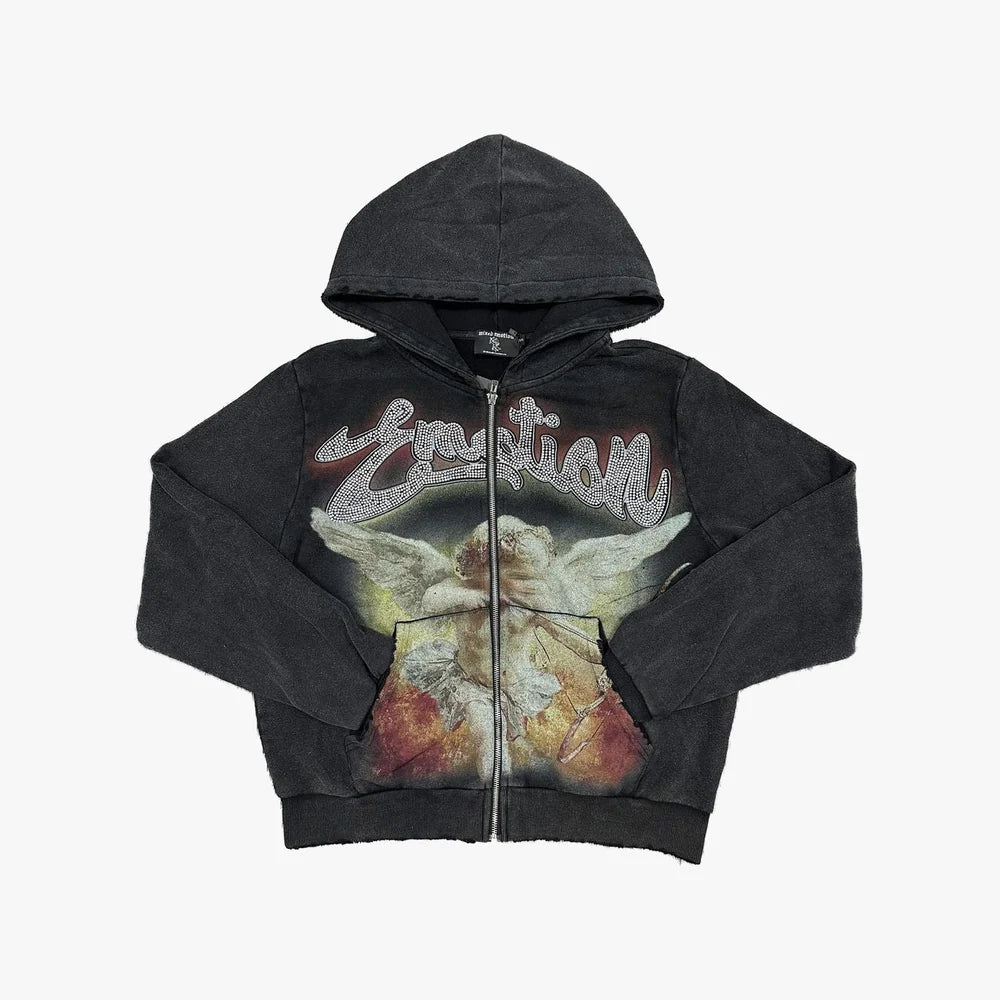 Mixed Emotion Acid Rhinestone Hoodie