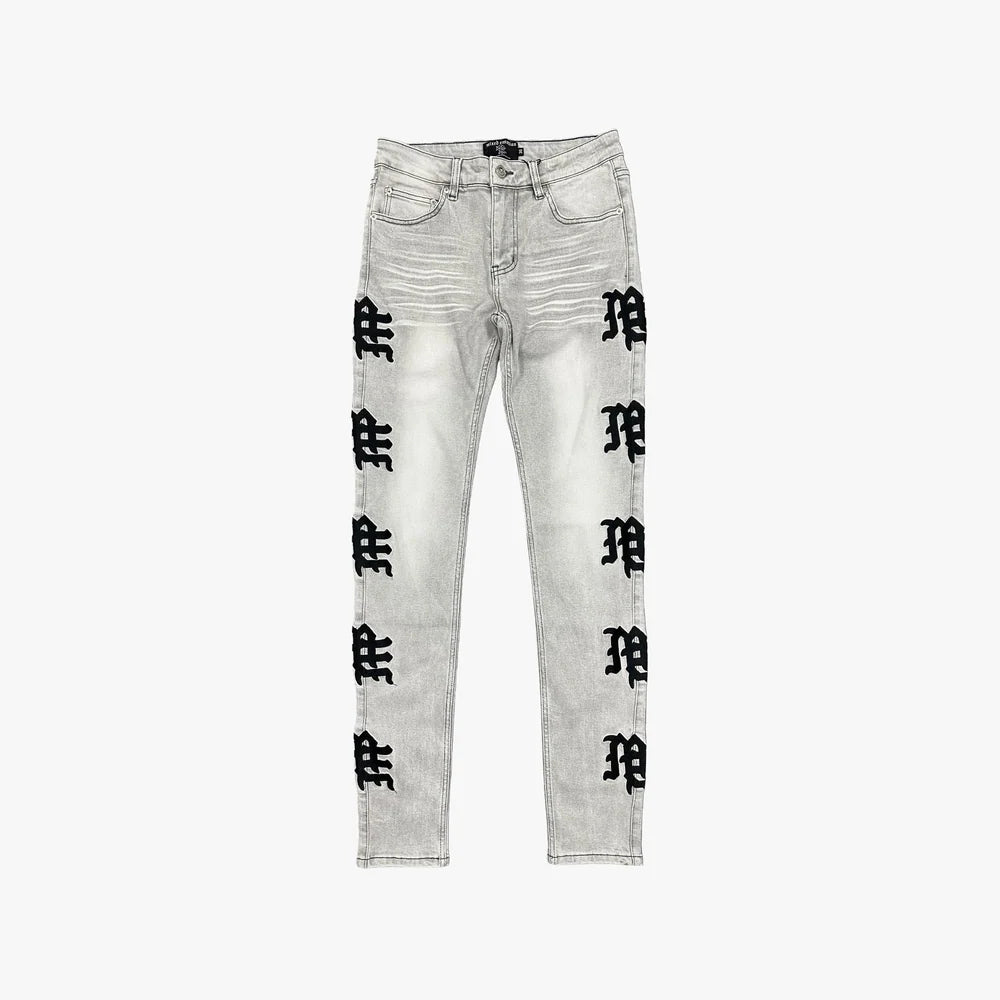 Mixed Emotion Monogram Denim Grey Wash