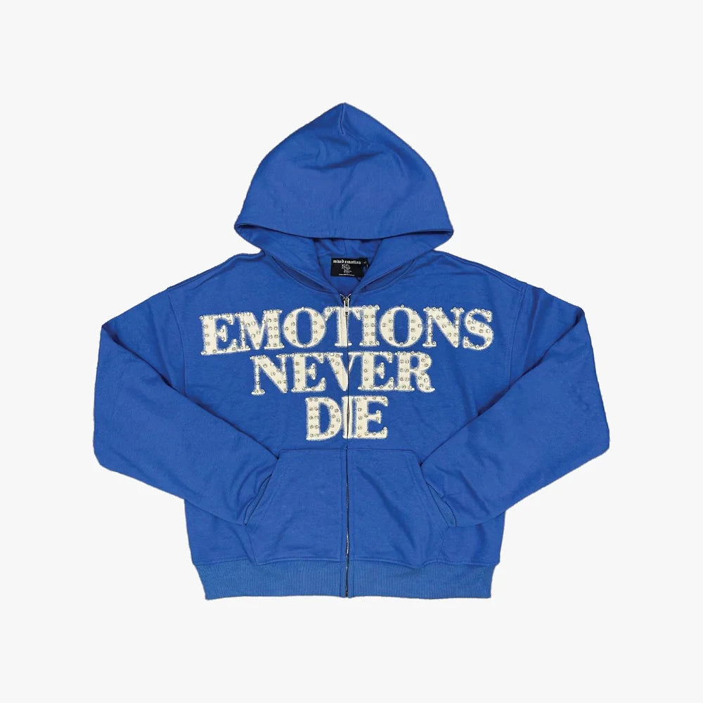Mixed Emotion Blue End Rhinestone Hoodie