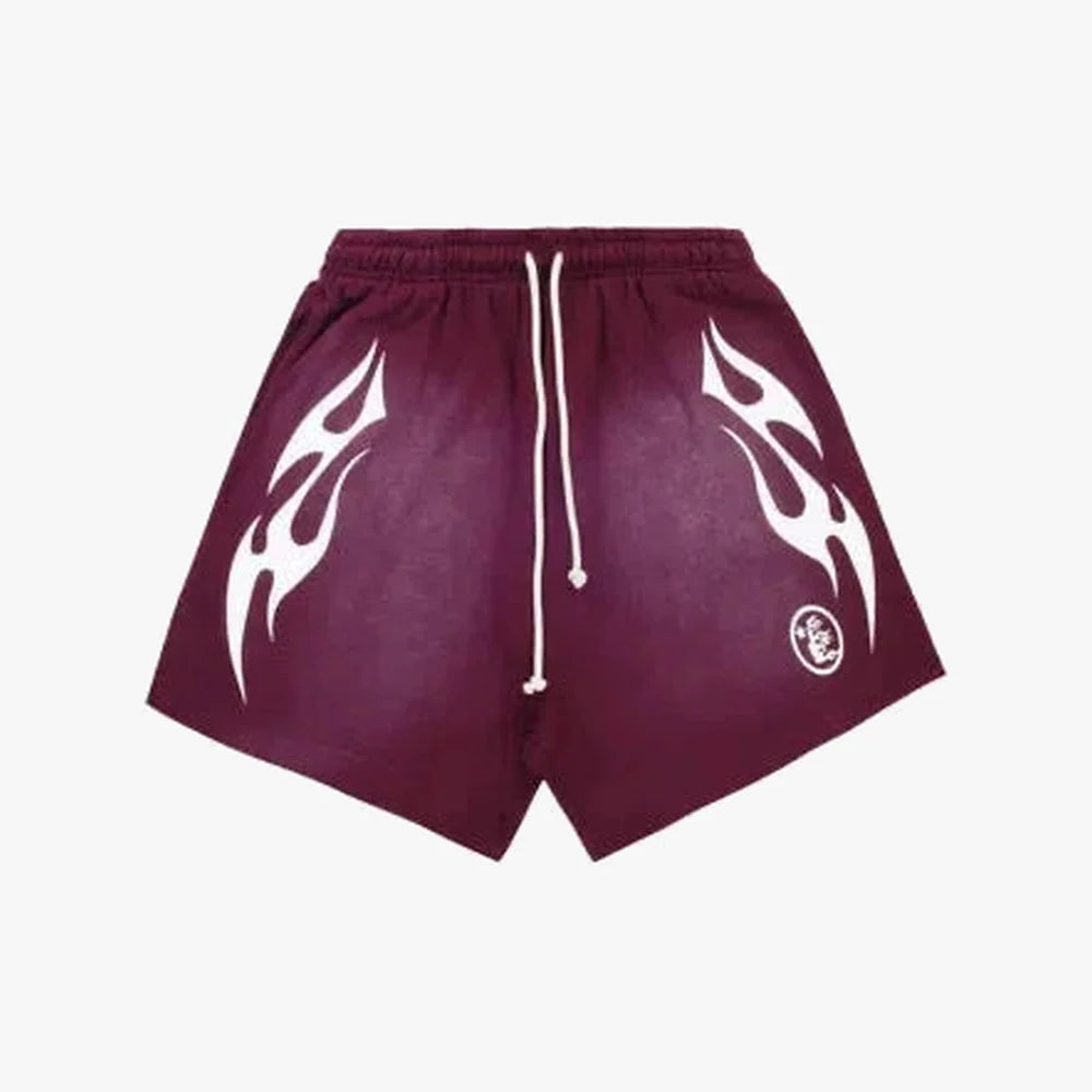 Hellstar Flame Shorts Maroon