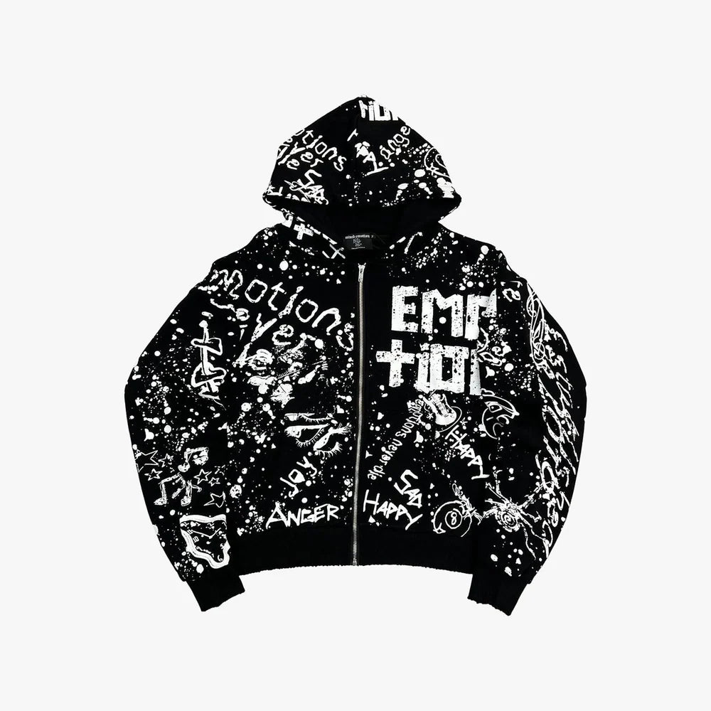 Mixed Emotion Black Graffiti Hoodie