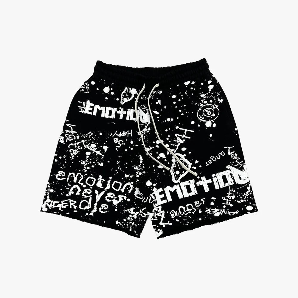 Mixed Emotion Black Graffiti Shorts