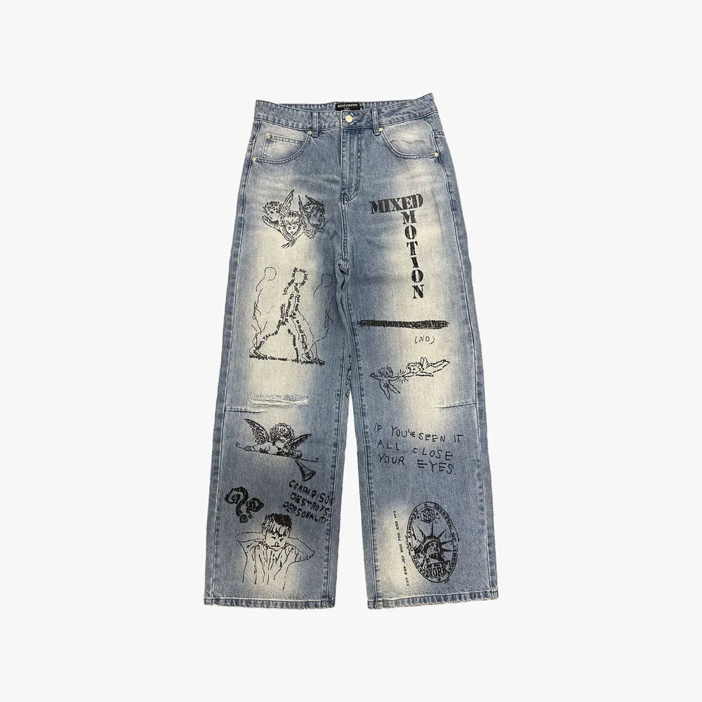 Mixed Emotion Blue Canvas Denim