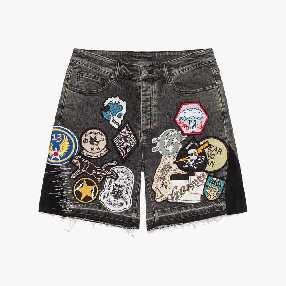 Godspeed Patchwork Denim Shorts V2 Grey