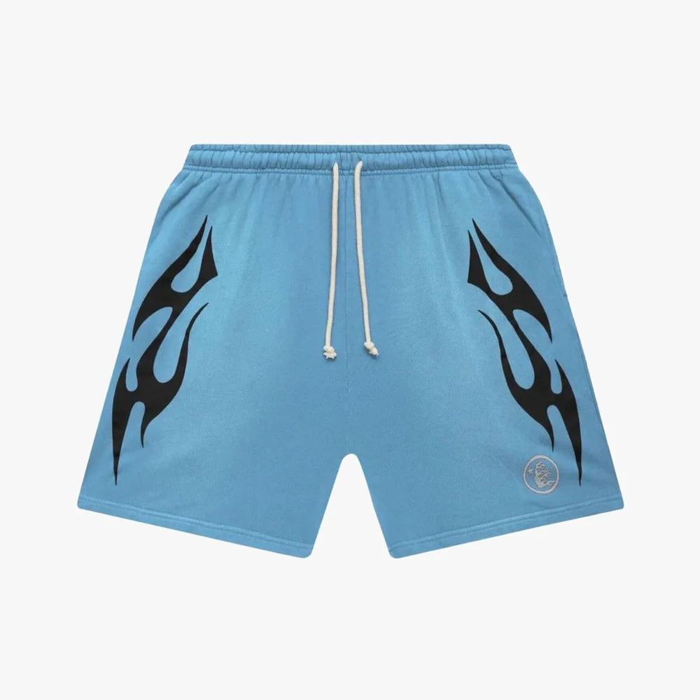 Hellstar Flame Shorts Baby Blue