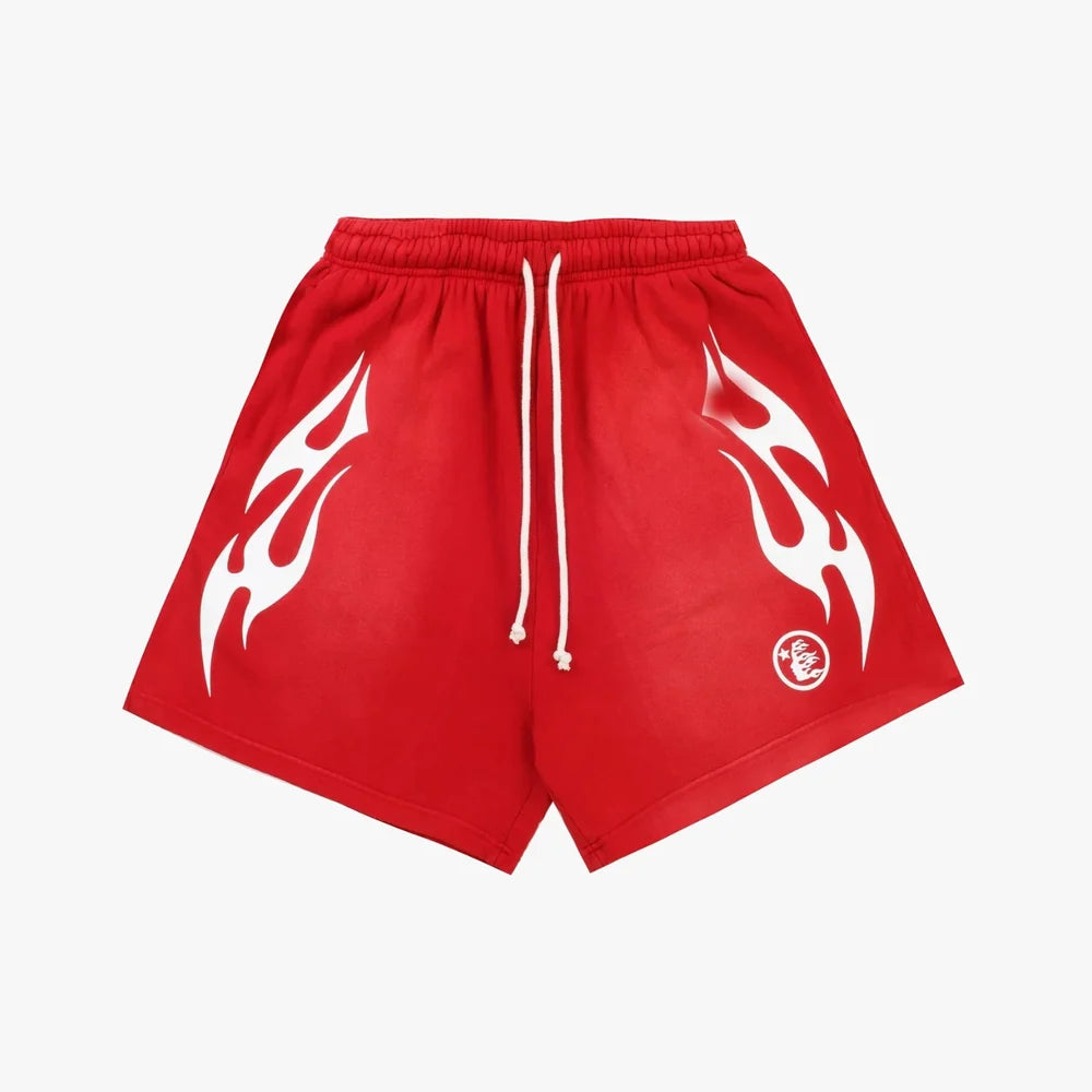 Hellstar Flame Shorts Red/White