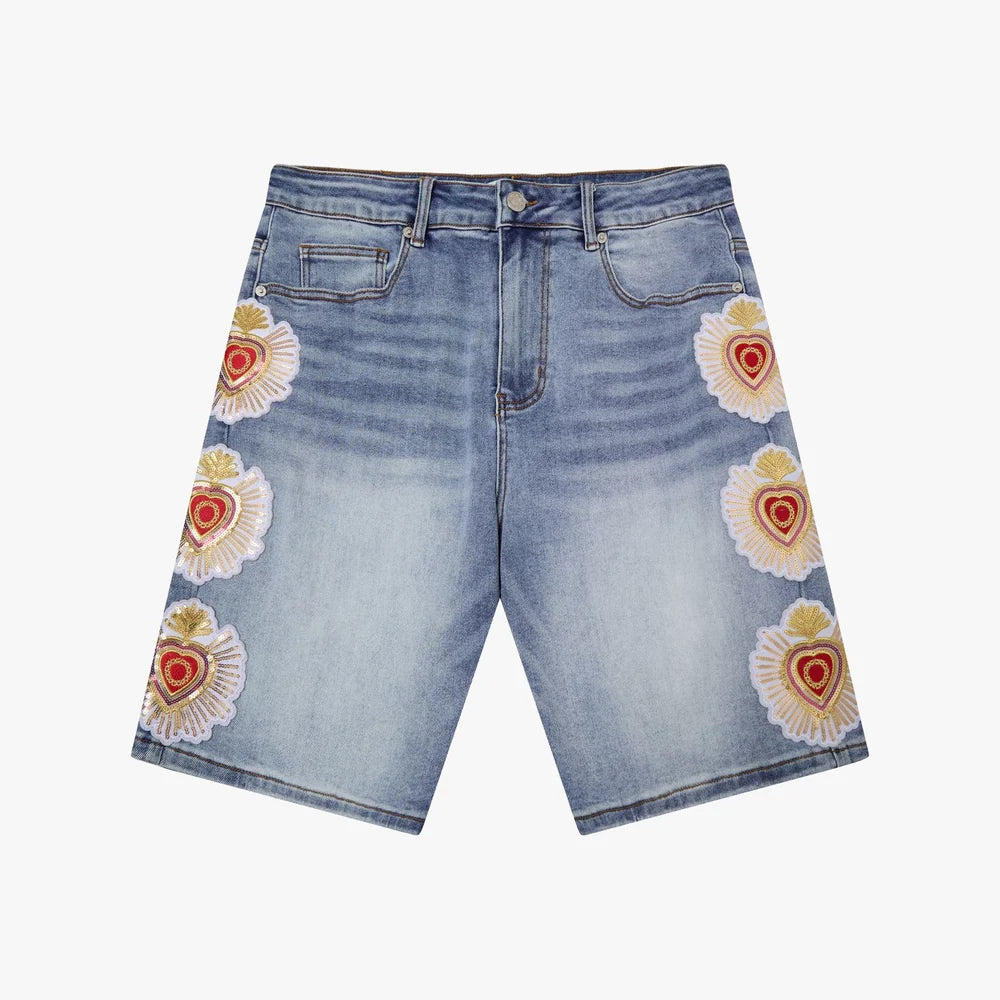 Almost Someday Sacred Heart Denim Shorts