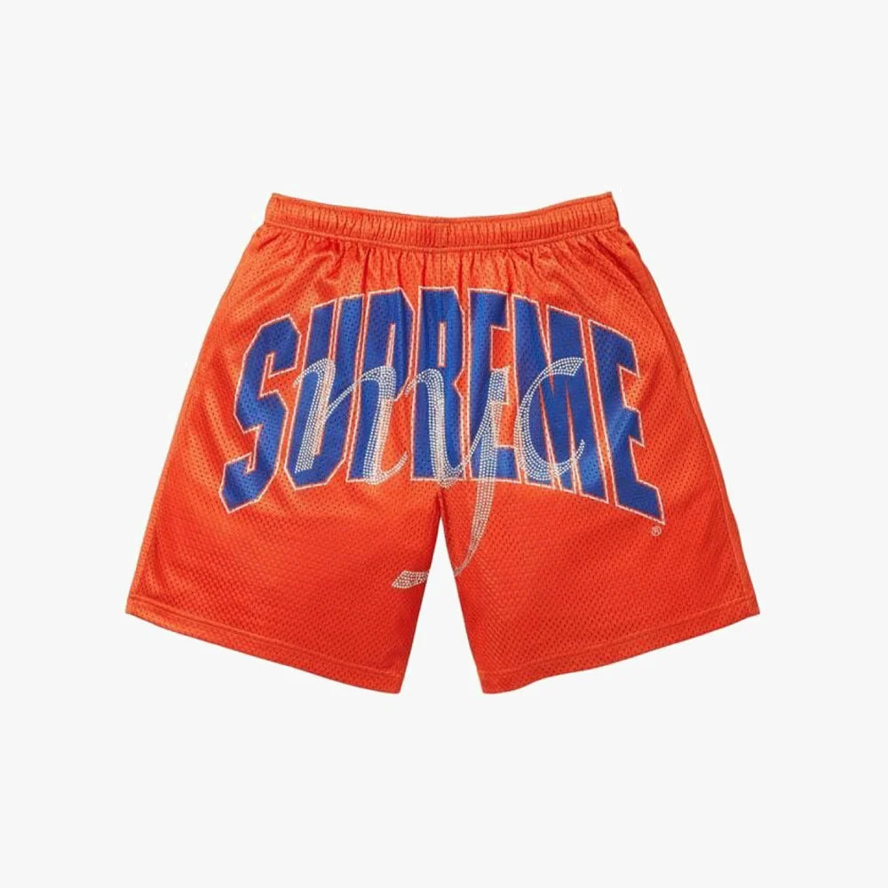 Supreme Rhinestone Mesh Short Orange