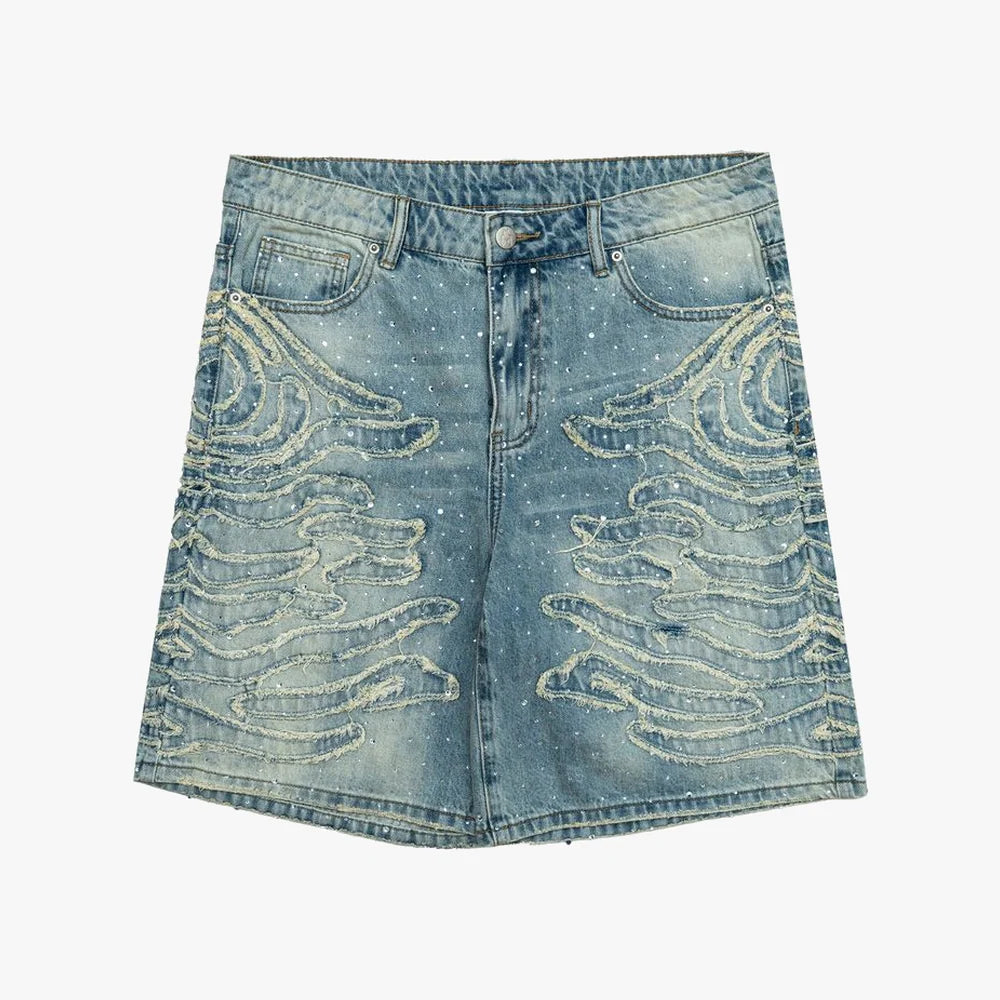 Free Refill Zebra Denim Shorts Blue