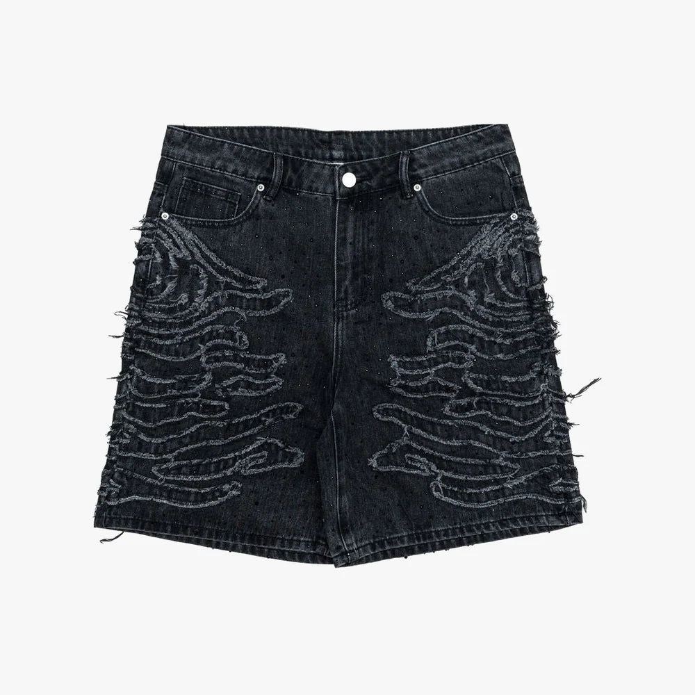 Free Refill Zebra Denim Shorts Black
