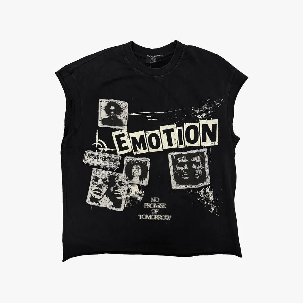 Mixed Emotion Newspaper Sleeveless tee