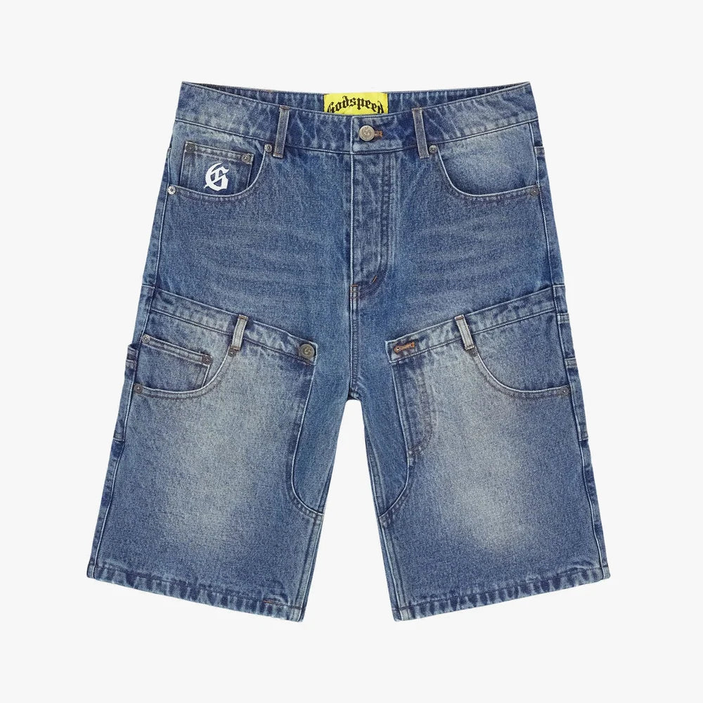 Godspeed Twin Panel Denim Shorts Blue