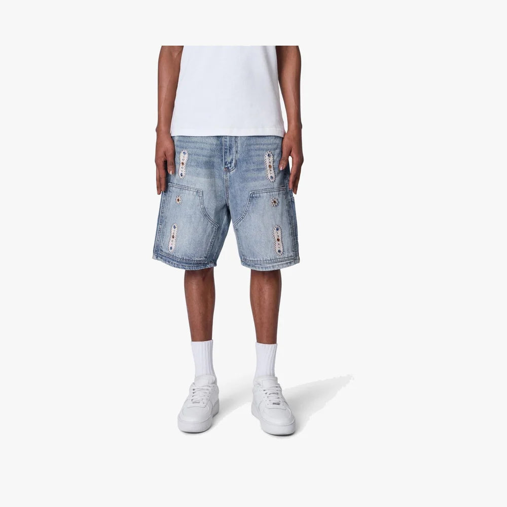 Western Jewel Denim Shorts - Blue