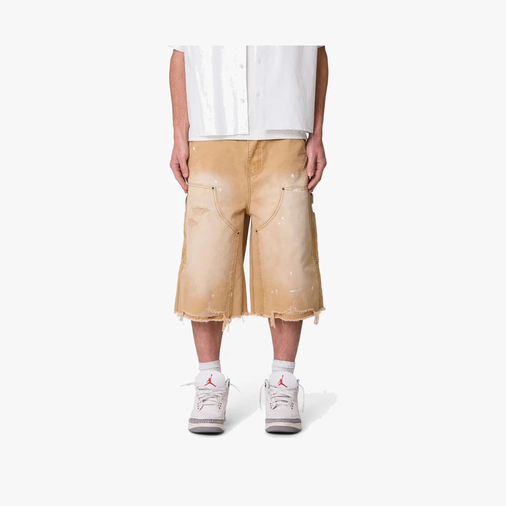 Ultra Baggy Distressed Carpenter Shorts - Tan