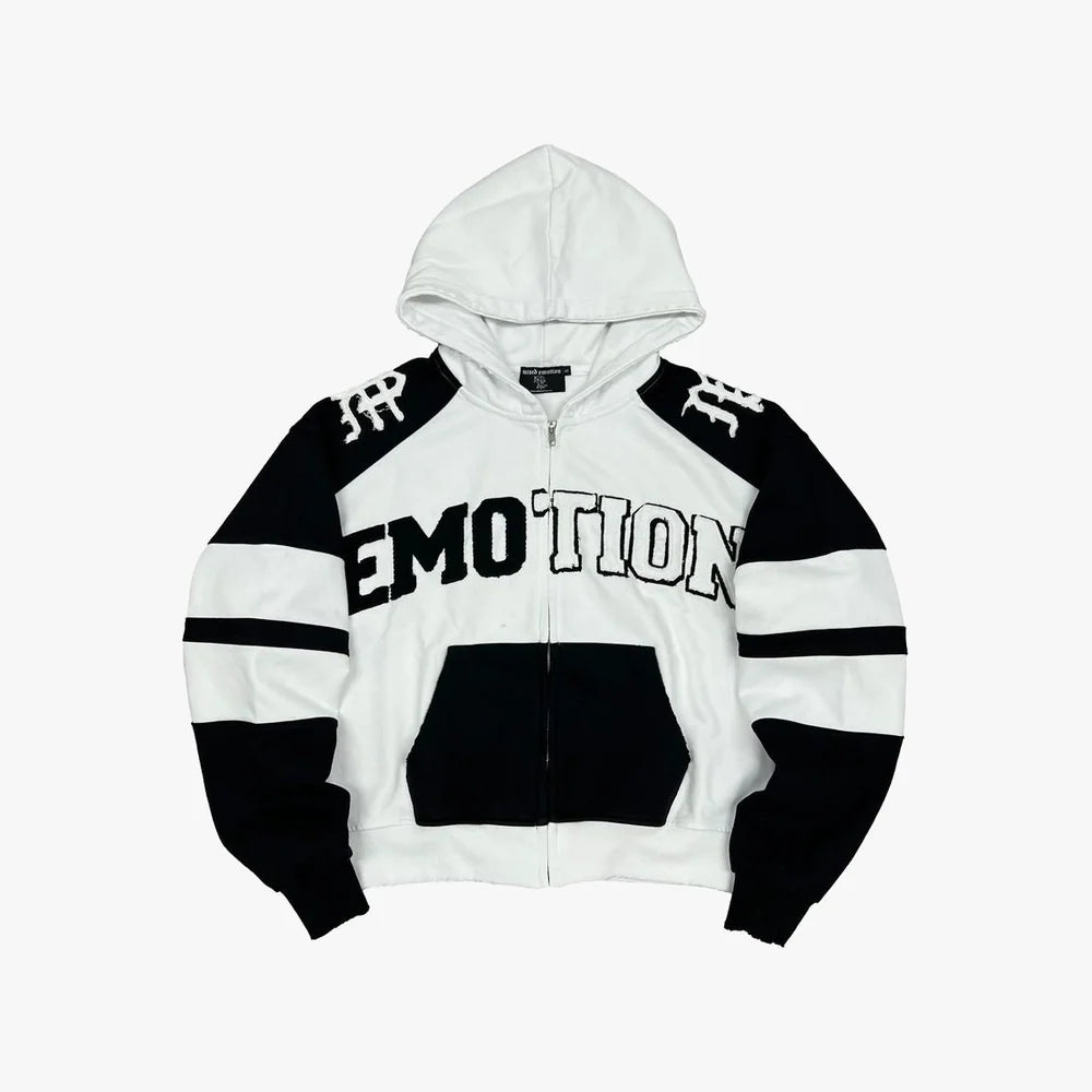 Mixed Emotion White Split Decision Hoodie